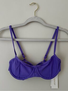 NWT L Space Ribbed Underwire Hunter Bikini Top, Lilac Purple – Small